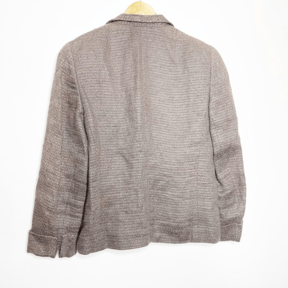 AKRIS Tweed Blazer tan brown textured knit notched collar designer womens US 6 - Picture 5 of 6